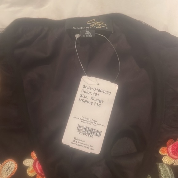 NWT Suzanne Betro  black dress with embroidery Lowered the price.. SALE - Picture 8 of 8
